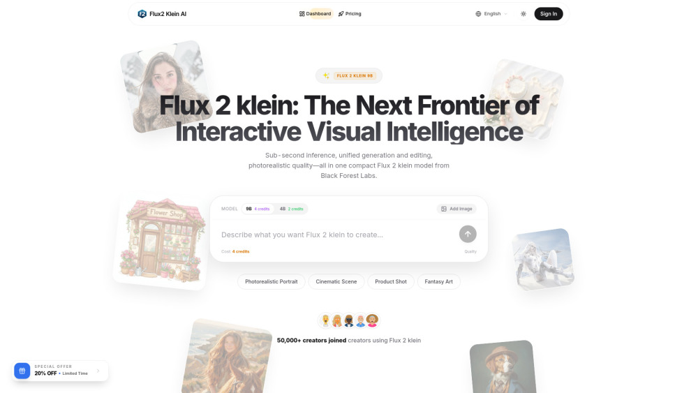 Flux2 Klein website screenshot