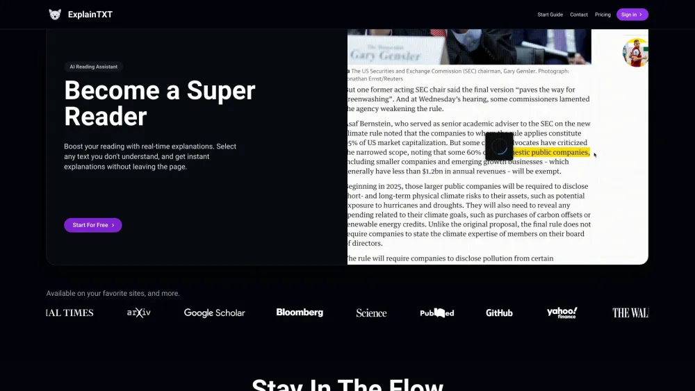 Explaintxt website screenshot