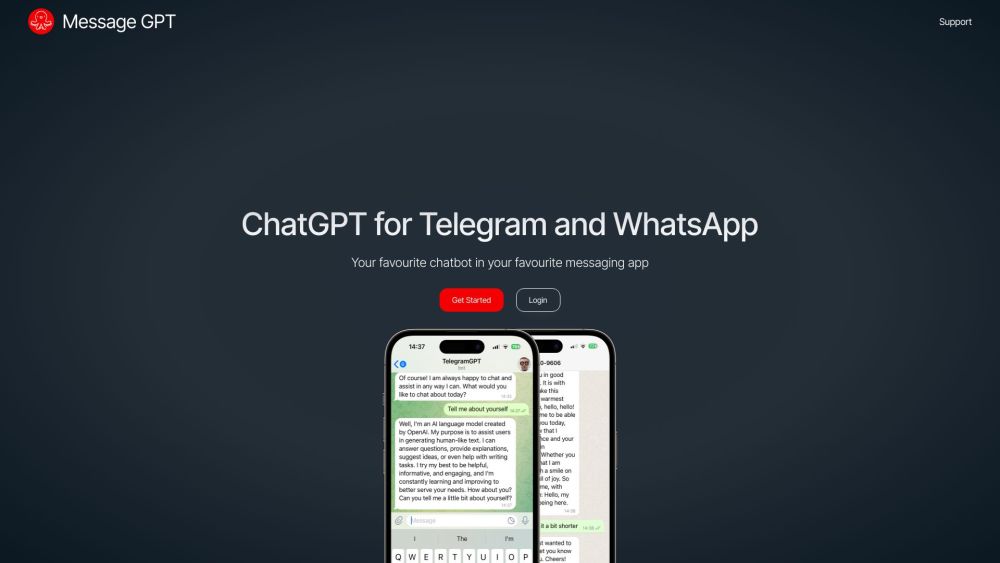 Message Gpt website screenshot