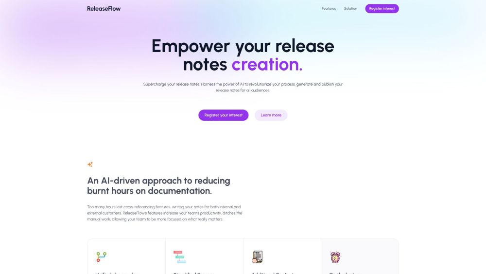 Releaseflow website screenshot