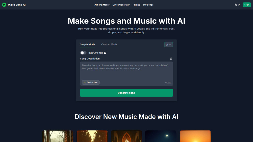 Make Song Ai website screenshot