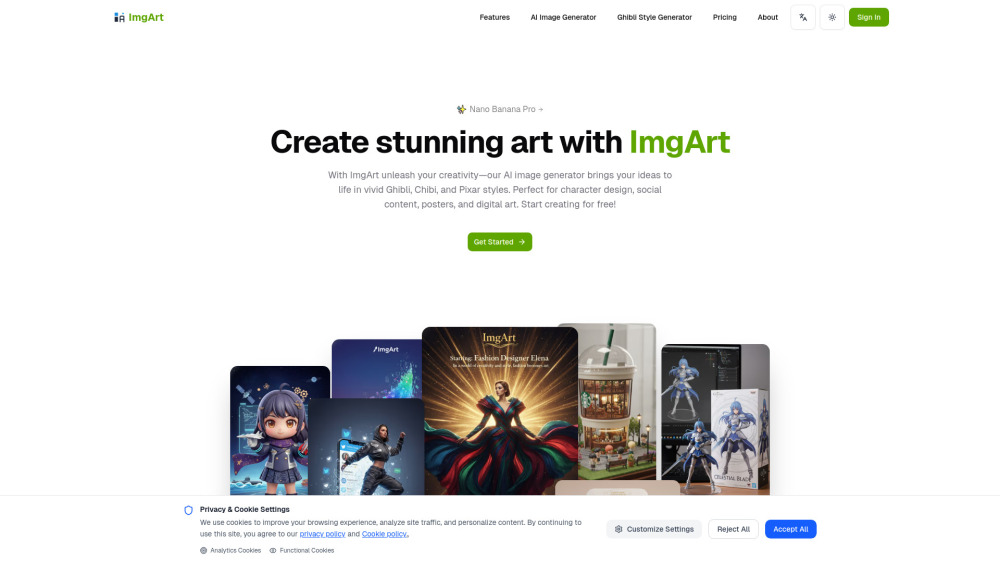 Imgart Ai website screenshot