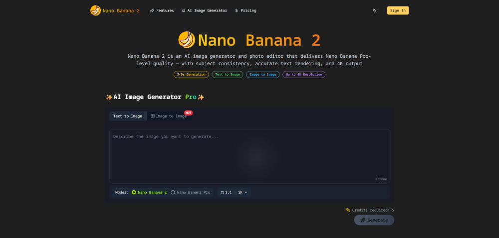 Nano Banana 2 Co 1 website screenshot