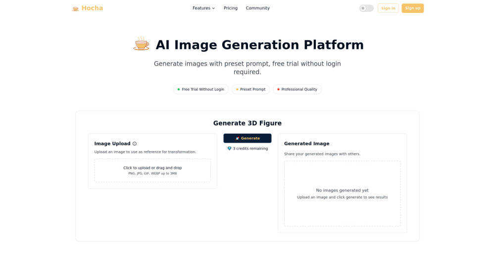 Hocha Ai website screenshot