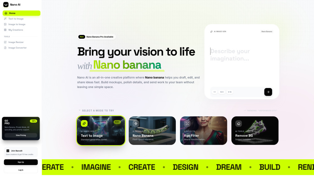 Nano Ai website screenshot