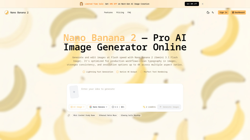 Nano Banana 2 Pro 1 website screenshot