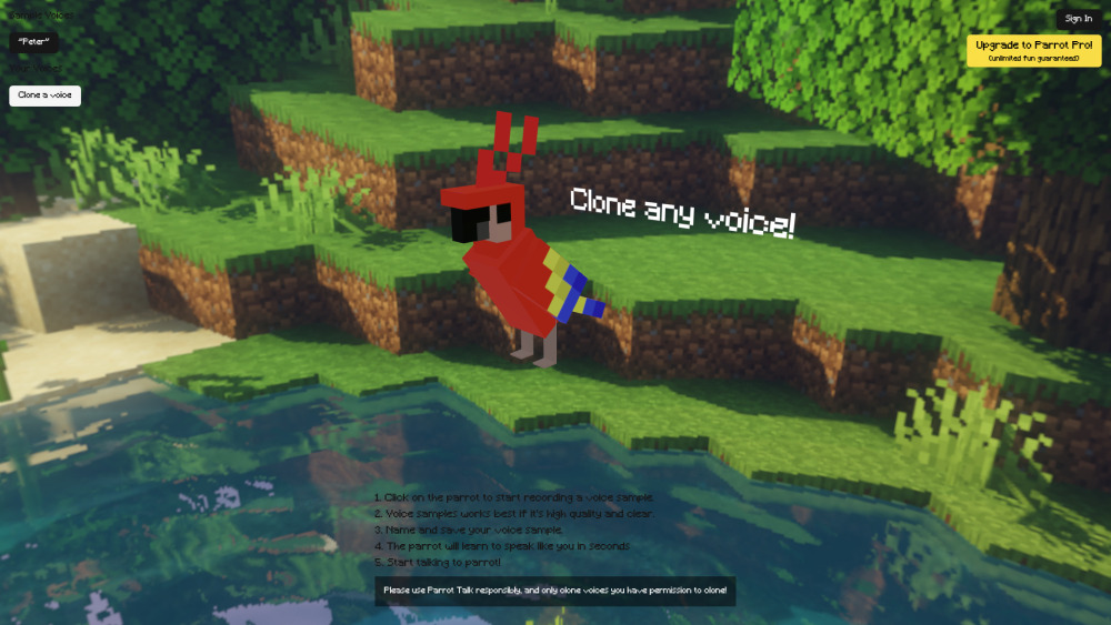 Parrot Talk website screenshot