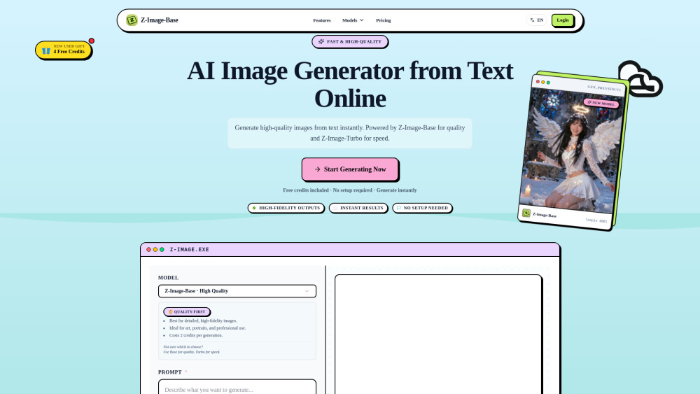 Z Image Base website screenshot