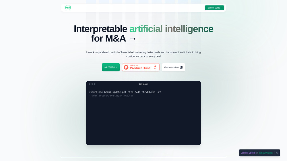 Benki website screenshot