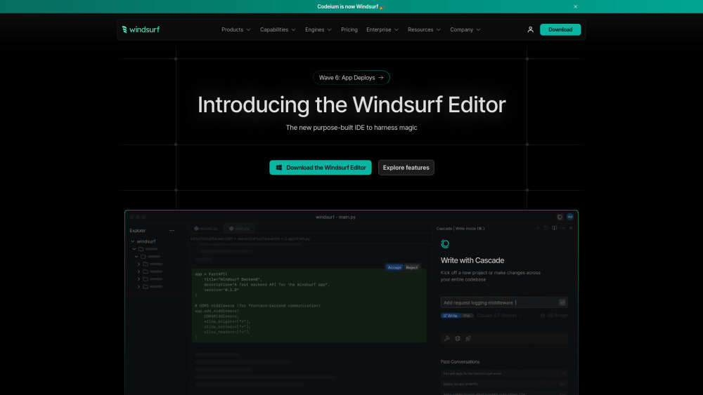 Windsurf website screenshot