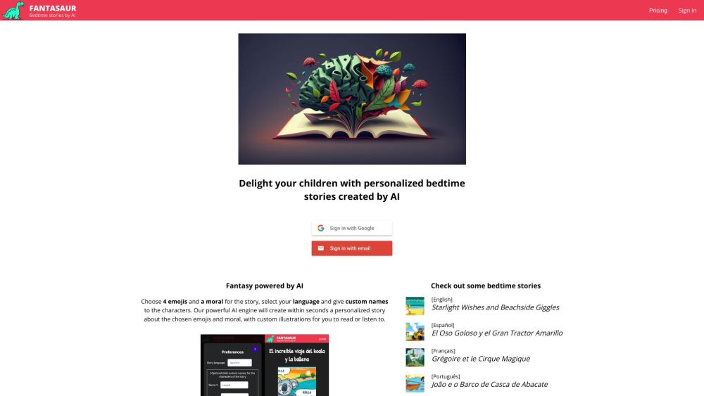 Fantasaur website screenshot