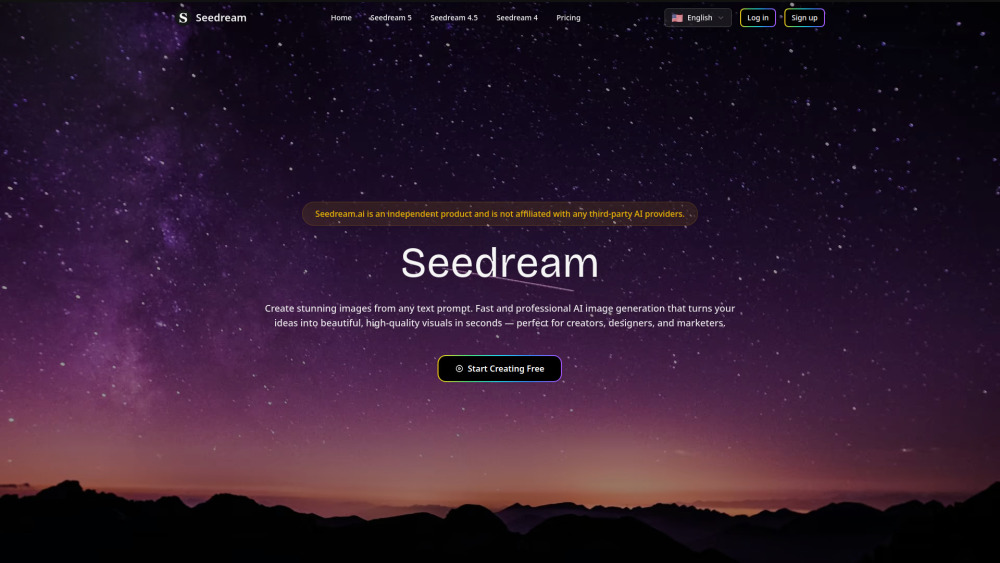 Seedream website screenshot