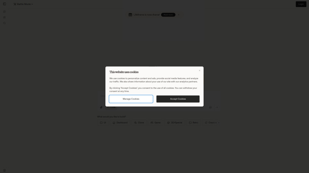Code Arena website screenshot