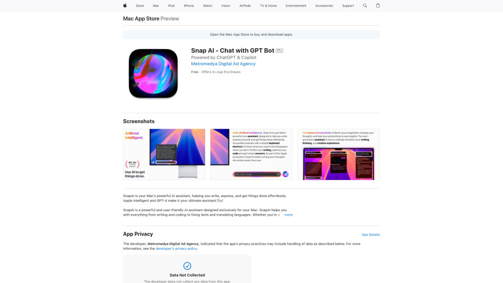 Snap Ai website screenshot