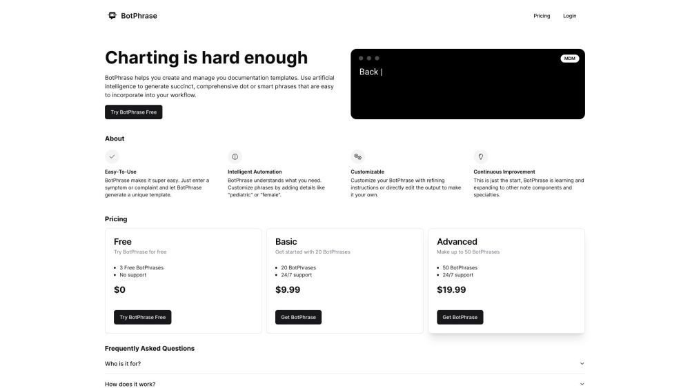 Botphrase website screenshot