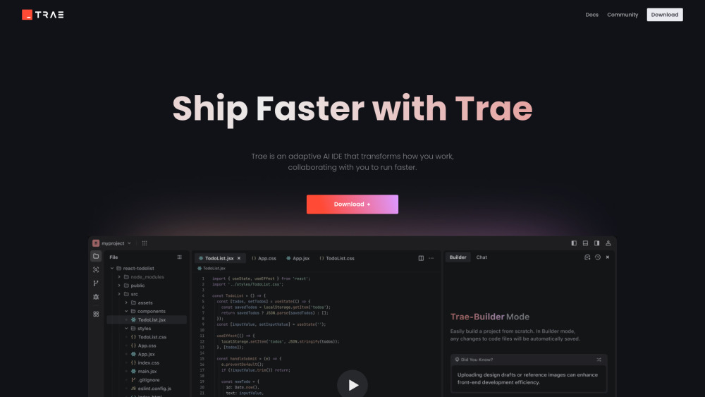Trae website screenshot