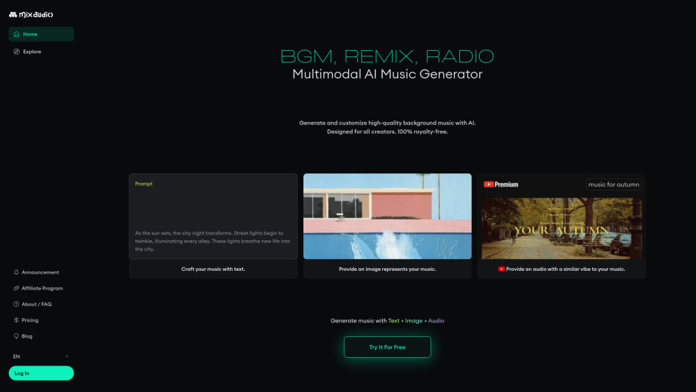 Mixaudio website screenshot