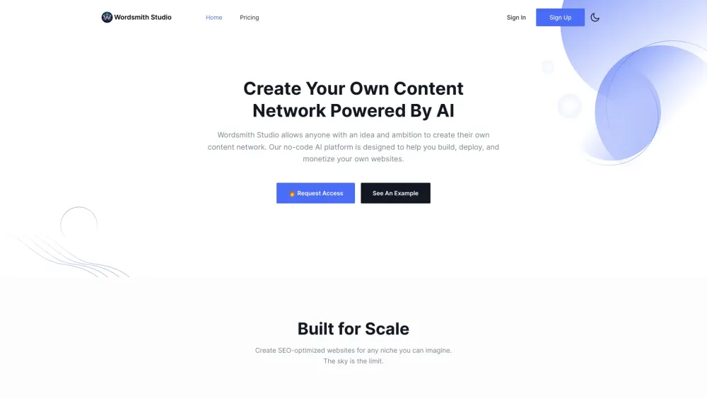 Wordsmith Studio website screenshot