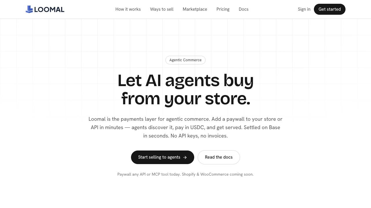 Loomal website screenshot