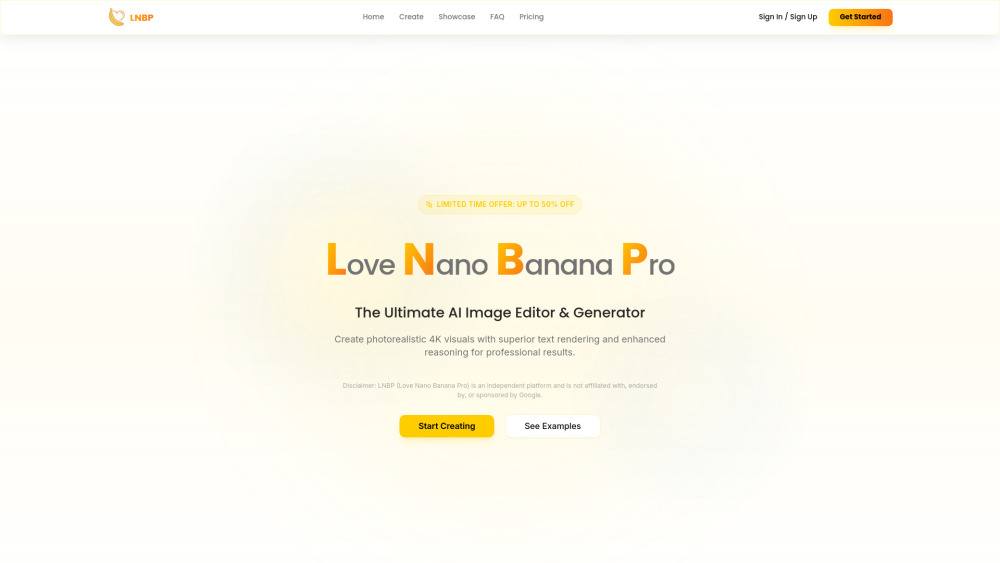 Lnbp Love Nano Banana Pro website screenshot