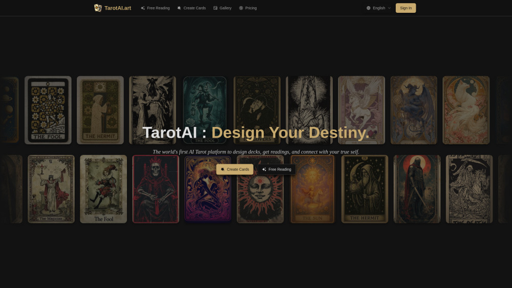 Tarotai website screenshot