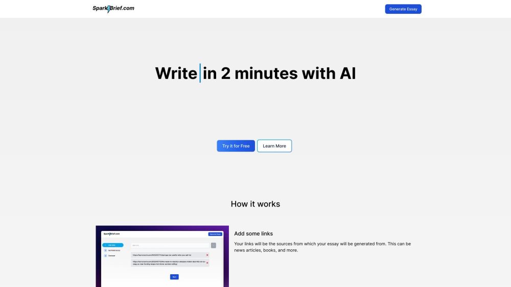 SparkBrief website screenshot