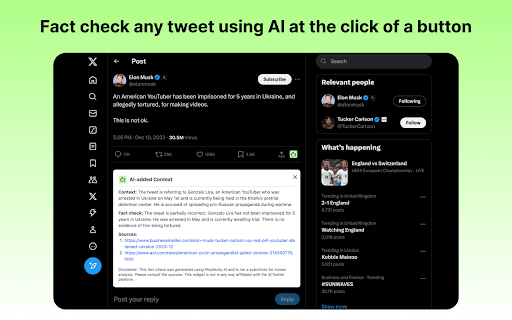 Veritweets Fact Check Tweets Instantly website screenshot