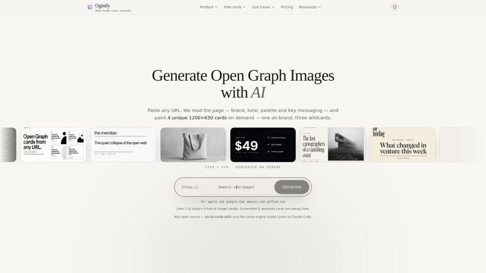 Oginify website screenshot