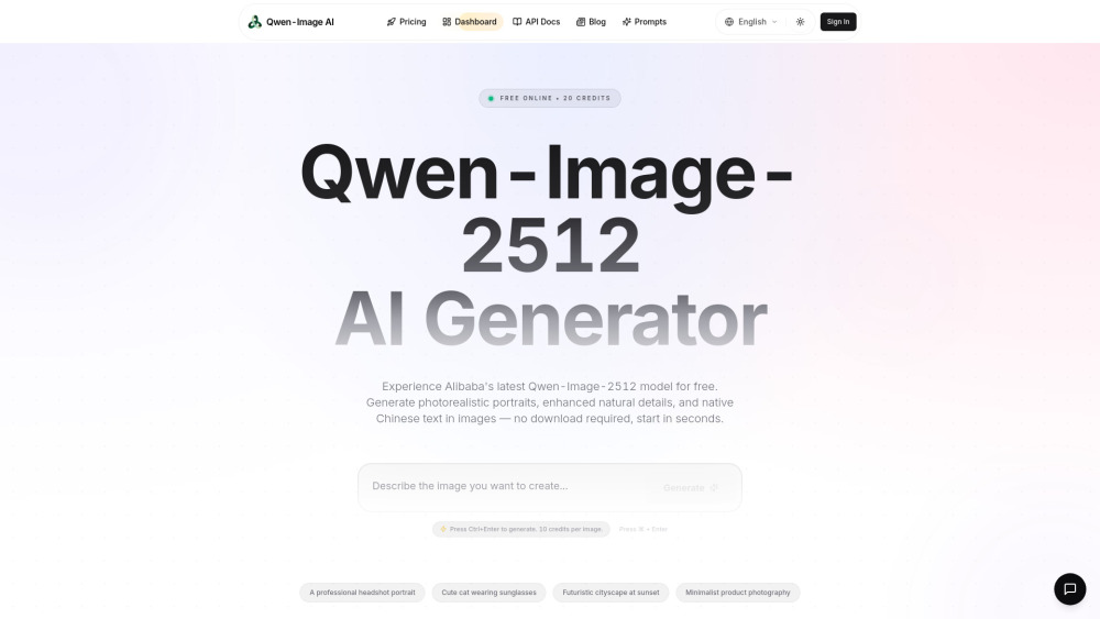 Qwen Image AI website screenshot