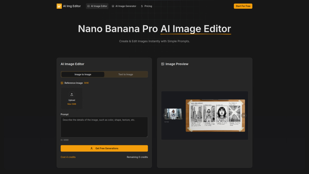 Ai Image Editor Aiimgeditor Ai website screenshot