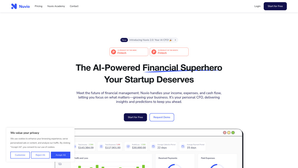Nuvio website screenshot