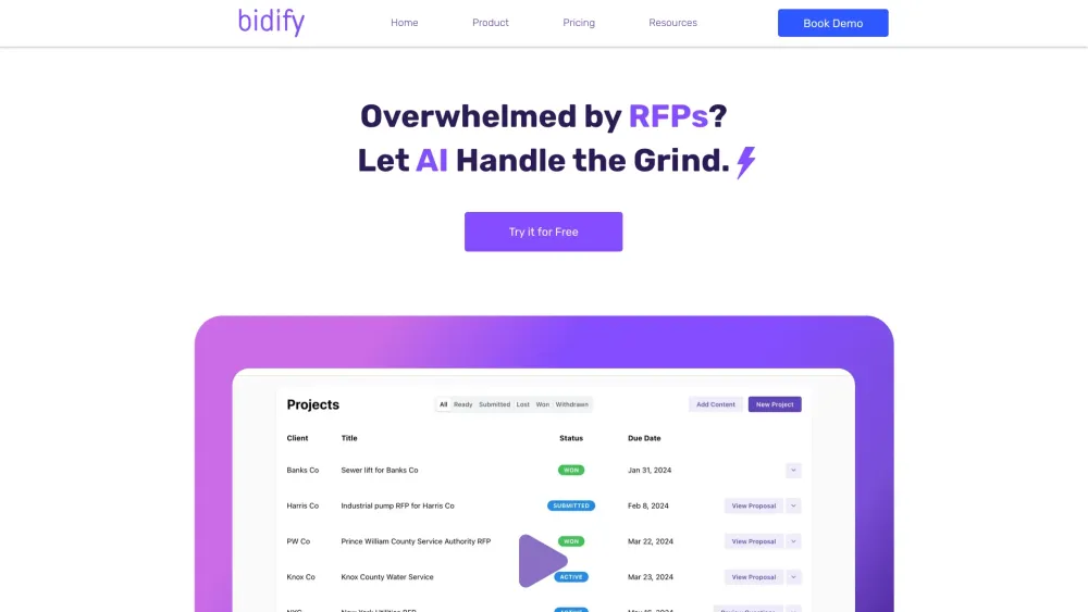 Bidify website screenshot