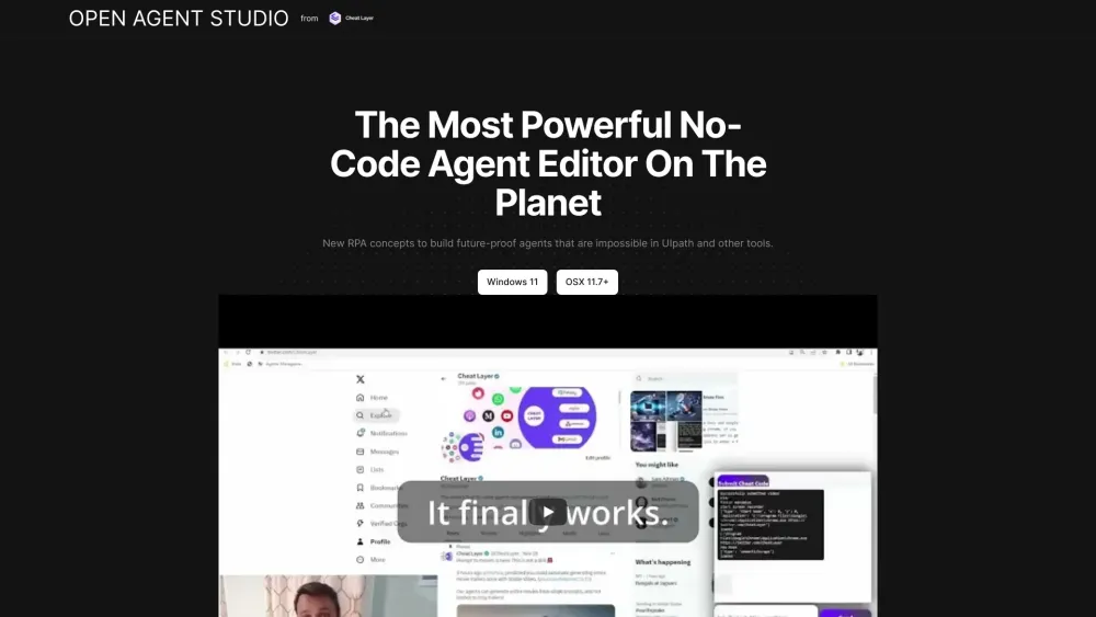 Open Agent Studio website screenshot