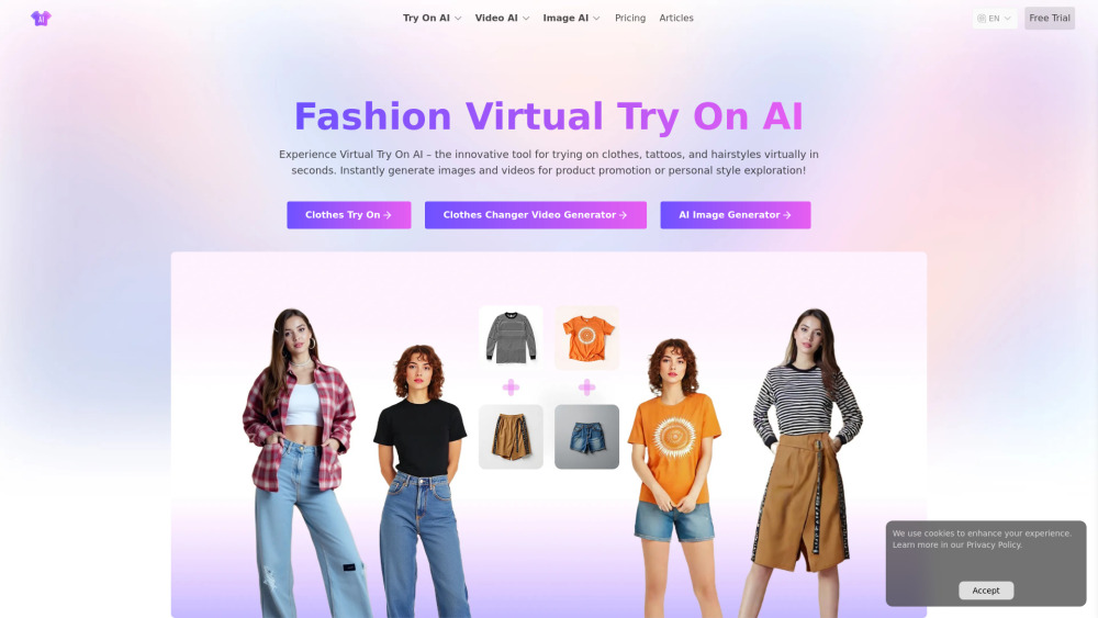 Virtual Try On Ai website screenshot