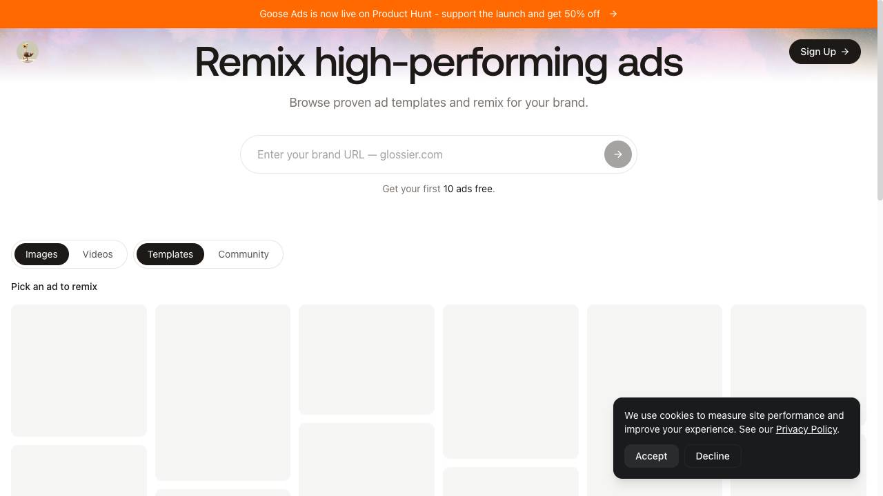 Goose Ads Remixer website screenshot