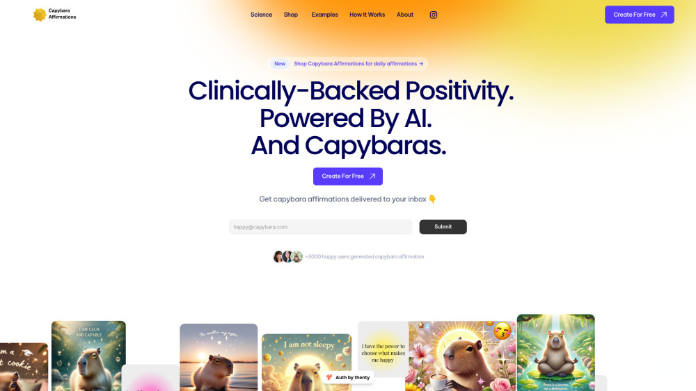 Capybara Affirmations website screenshot