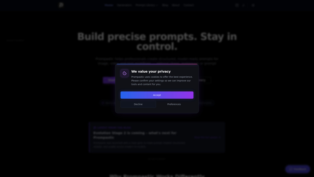 Prompastic website screenshot