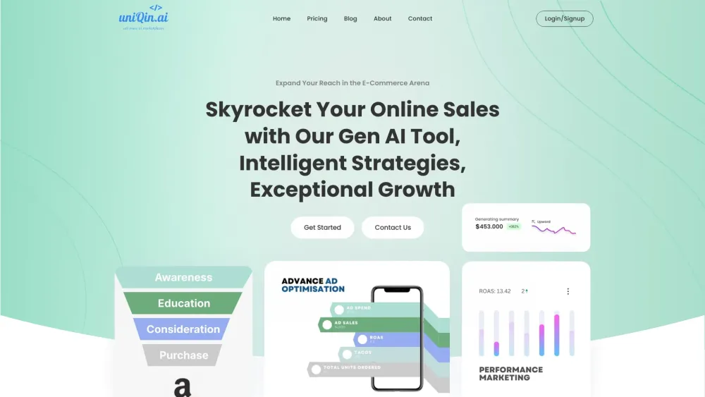 Uniqin Ai website screenshot