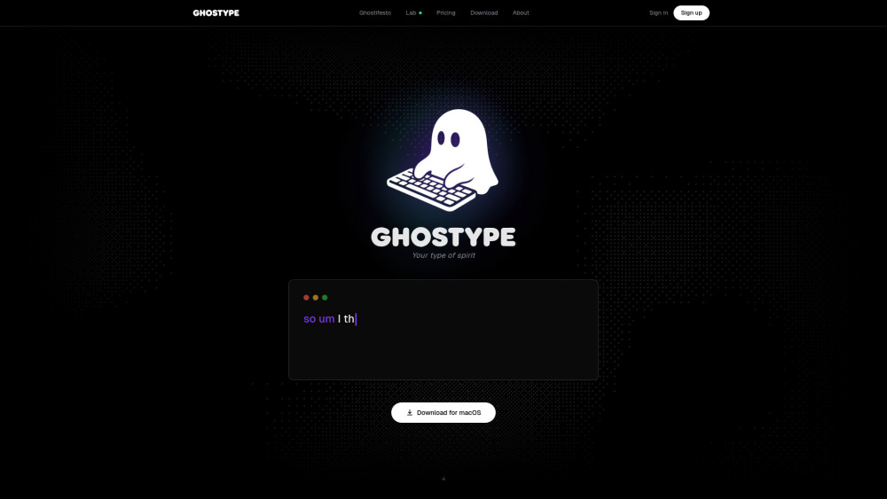 Ghostype website screenshot