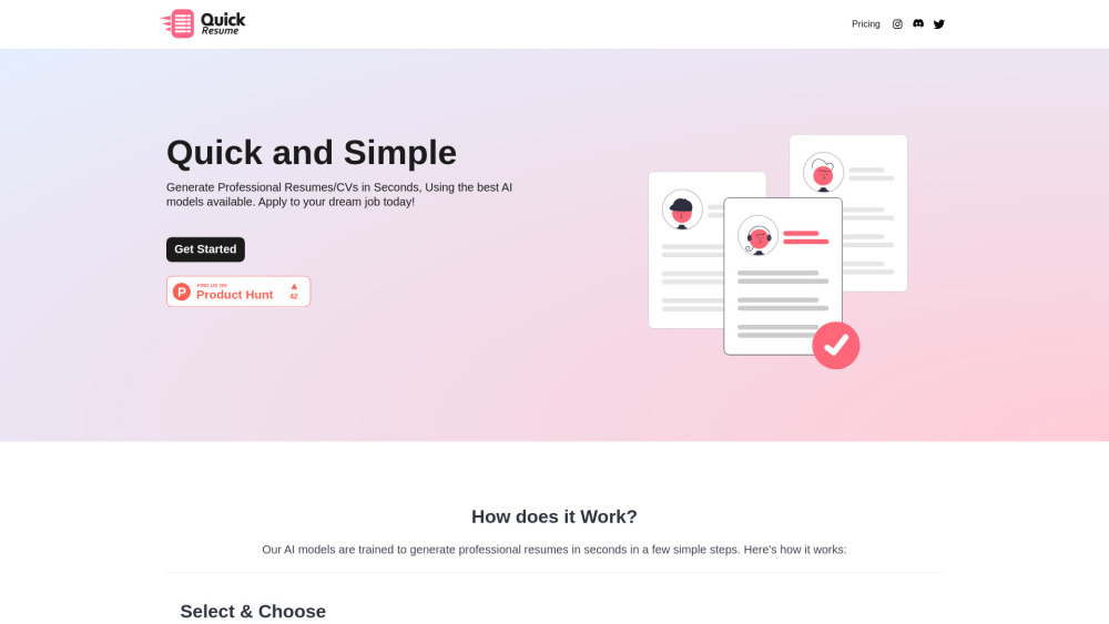Quick Resume website screenshot