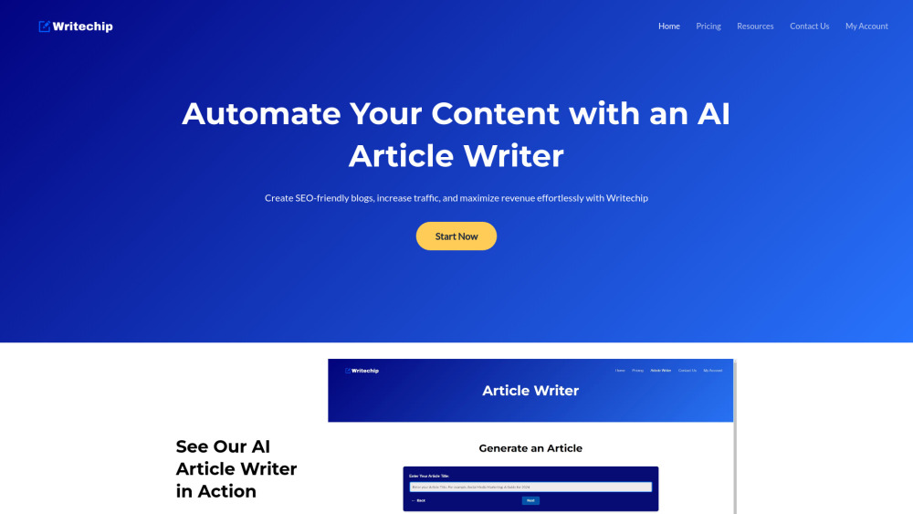 Writechip website screenshot
