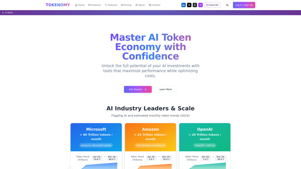 Tokenomy Ai website screenshot