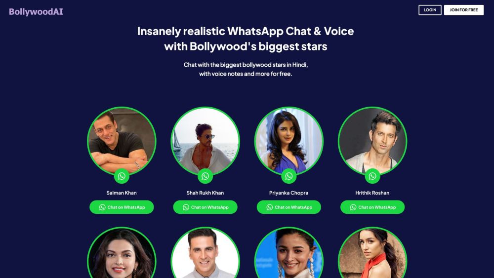 Bollywoodai Hindi Voice Ai website screenshot