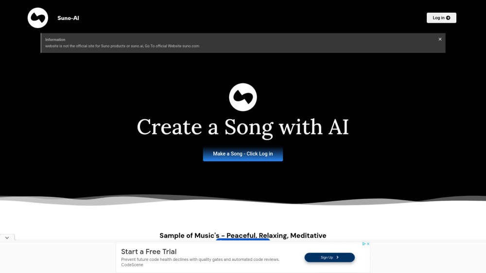 Suno Ai 1 website screenshot