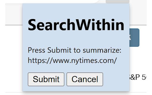 Searchwithin Extension website screenshot
