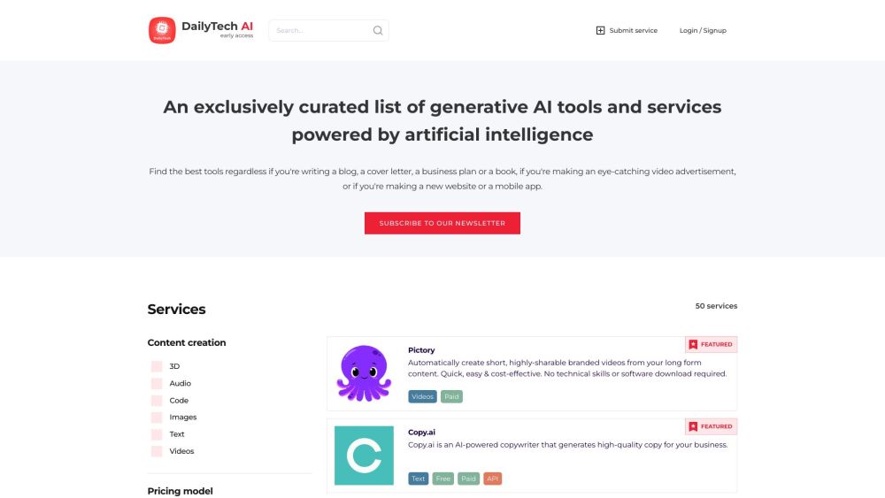 Daily Tech AI website screenshot