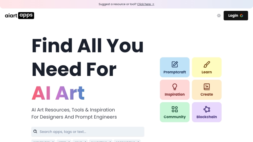 Ai Art Apps Database website screenshot