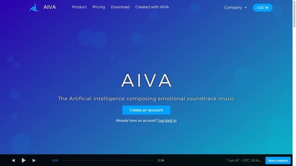 Aiva website screenshot