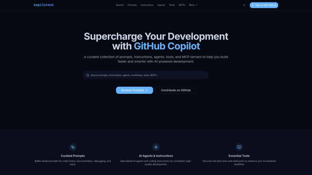 Copilothub website screenshot