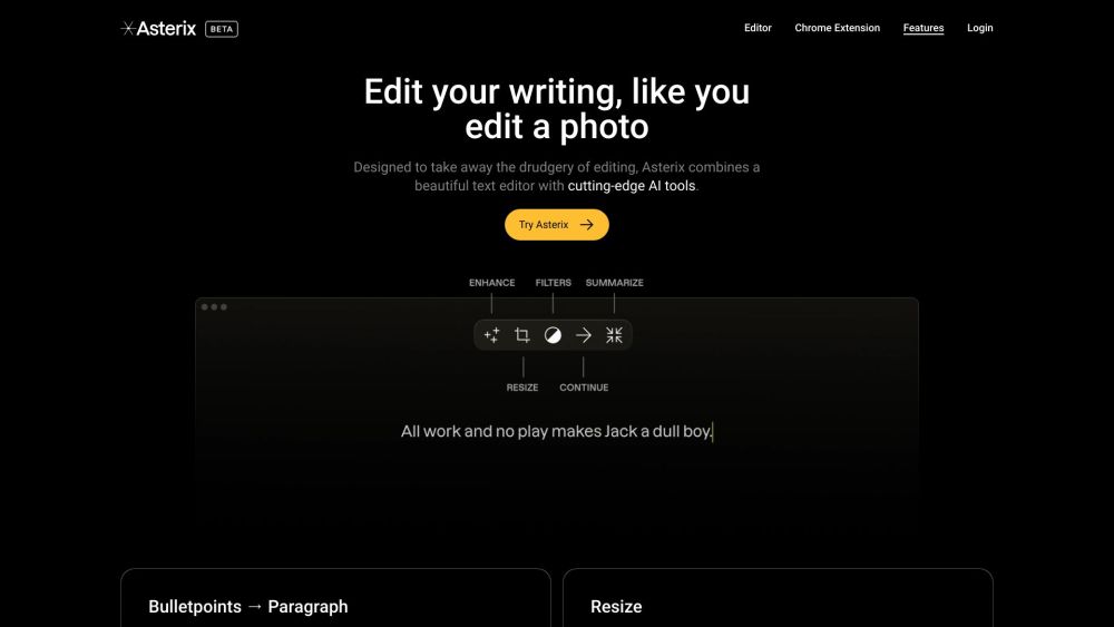 Asterix Writer website screenshot